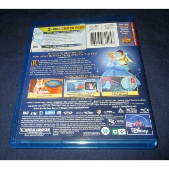 Cinderella (Blu-ray/DVD, 2012, 2-Disc Set, Diamond Edition) w/ slipcover - Picture 6 of 6